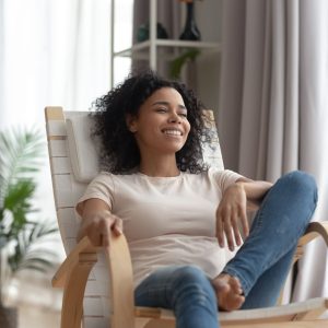 woman comfortably breathing